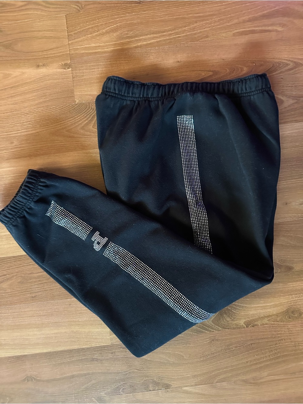 PINK Victoria's Secret Black Track Joggers with Rhinestone Stripe